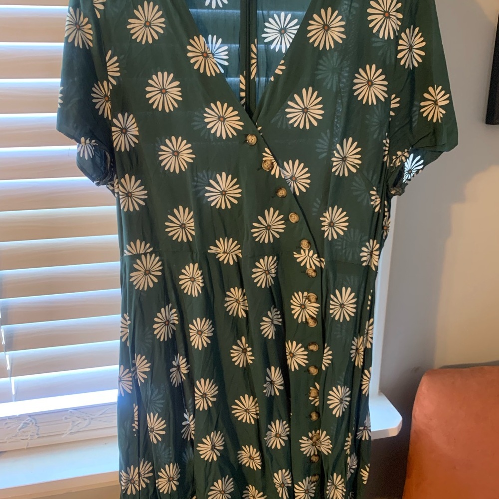 Madewell Green Daisy Print Mini Dress